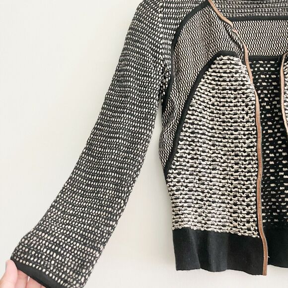 Rena Lange Vintage Knit Jacket 100% Wool Cropped Brown Black Small Germany Read - Picture 4 of 11
